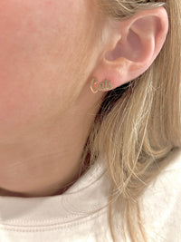 Cats Fans! Cats Script Gold Stud Earrings Cats Team Gift Go Cats!