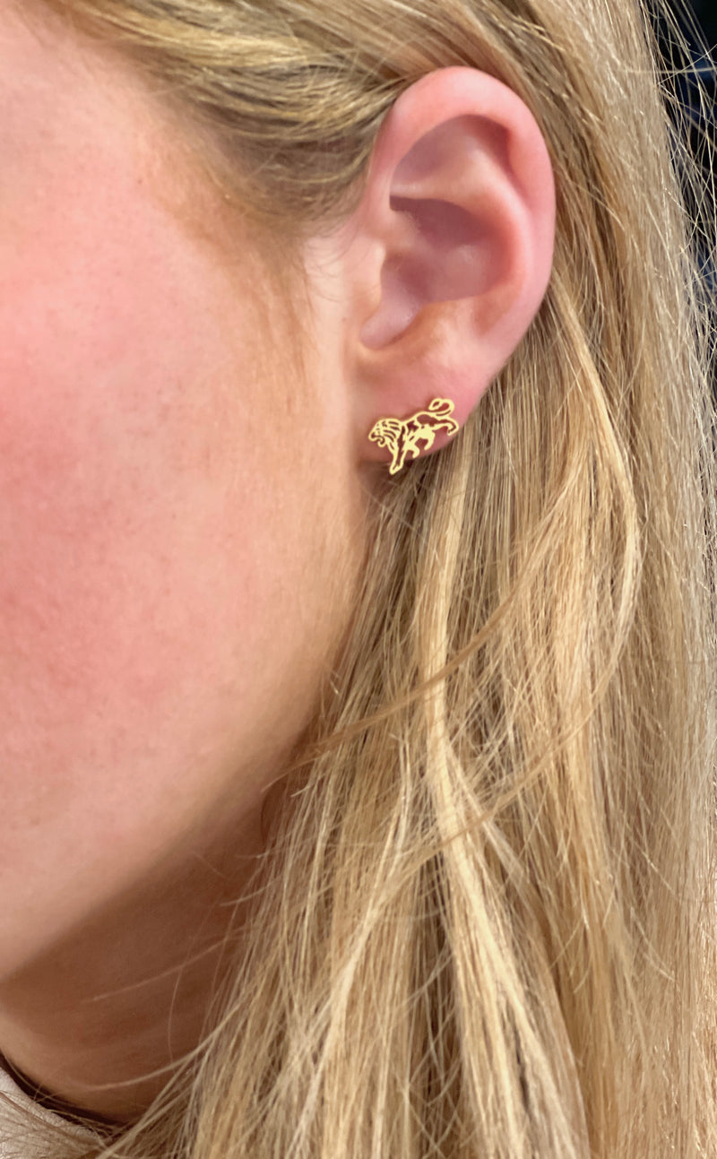 Go Lions! Lion Gold Stud earrings, Lion Gift, Lions Baseball, Lions Football, Lions Team Mom Gift