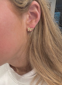 Cute Cat Mom Earrings, Wildcat Mother's Day Gift, Gift for Cats Mom, Wild Cats, Gold Stud Hypoallergenic Earring,