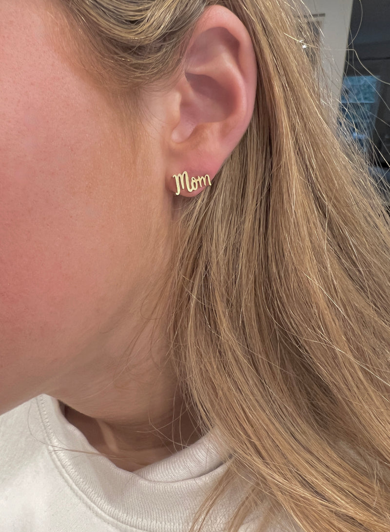Cute Cat Mom Earrings, Wildcat Mother's Day Gift, Gift for Cats Mom, Wild Cats, Gold Stud Hypoallergenic Earring,