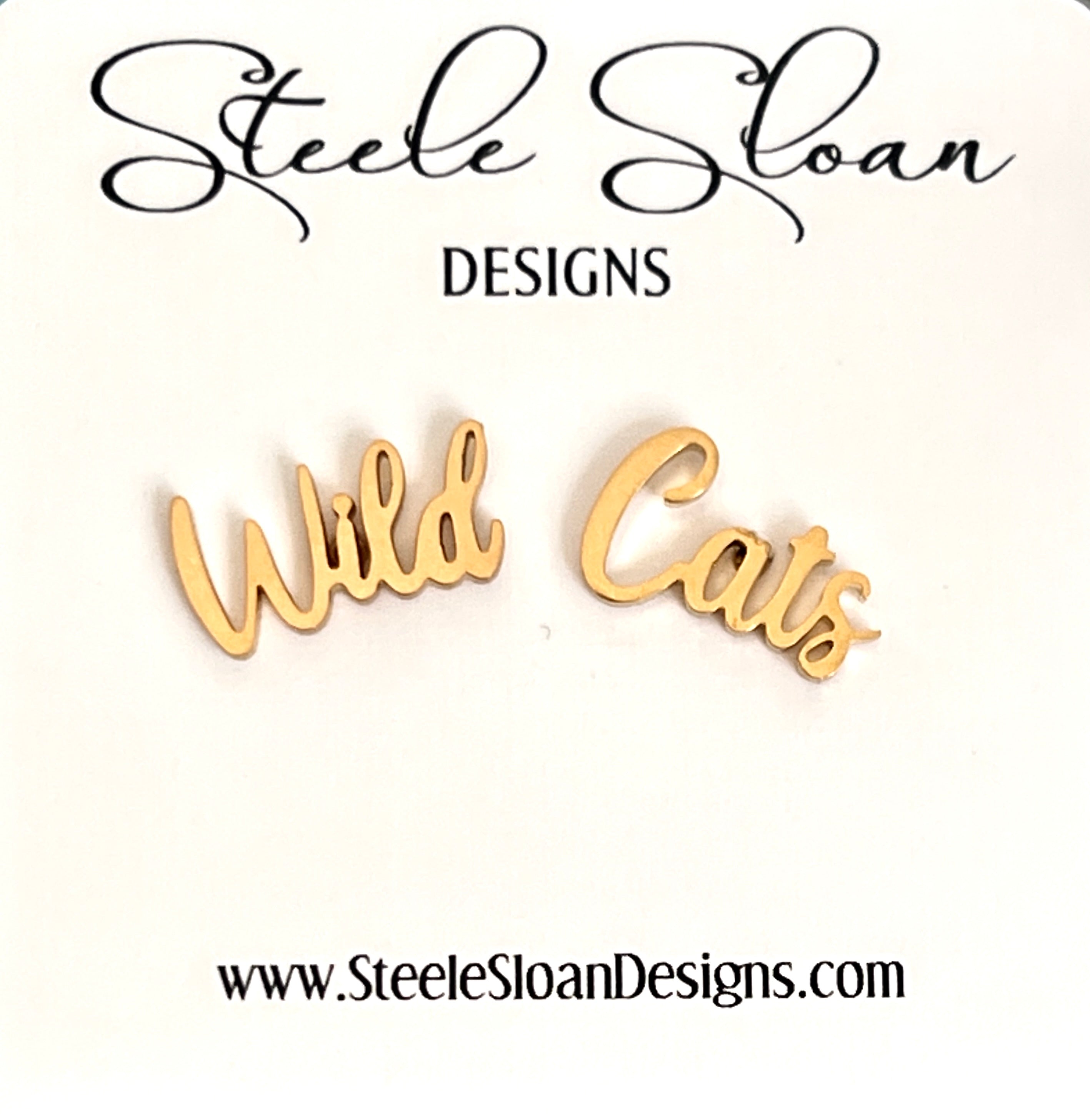 Cute Wild Cat Earrings, Wildcat Football, Gift for Wildcat Fan, Wildcats, Gold Stud Hypoallergenic Earrings