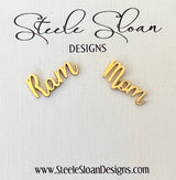 Ram Mom Earrings - Go Rams! Cute Gold Stud Earrings, Hypoallergenic, Gift for Mom Rams Football, Rams Baseball, Rams Team Mom