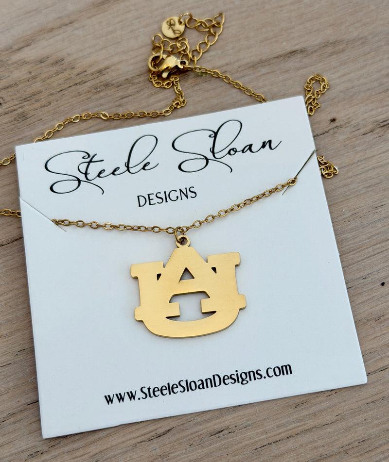NEW! Auburn Logo Necklace: Auburn Game Day Jewelry, Auburn Graduation Gift, War Eagle