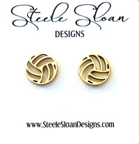 Volleyball Gold Stud Earrings, Volleyball Gift, Volleyball Coach Gift, Volleyball Team Gift,