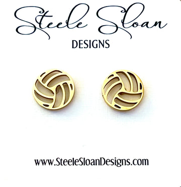 Volleyball Gold Stud Earrings, Volleyball Gift, Volleyball Coach Gift, Volleyball Team Gift,