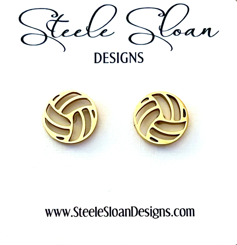 Volleyball Gold Stud Earrings, Volleyball Gift, Volleyball Coach Gift, Volleyball Team Gift,