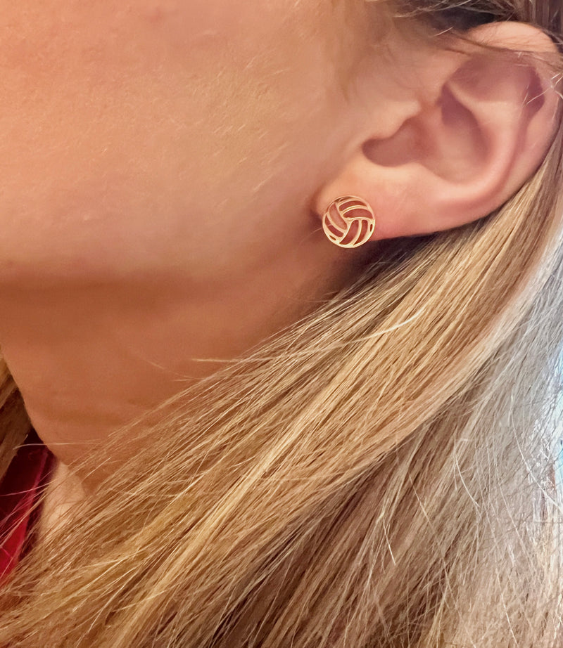 Volleyball Gold Stud Earrings, Volleyball Gift, Volleyball Coach Gift, Volleyball Team Gift,