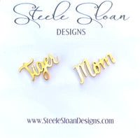 Tiger Mom Earrings - Tigers, LSU Tigers, Auburn Tigers, Tiger Mother's Day Gift, Gift for Tiger Mom, Tiger Baseball, Tiger Team Mom