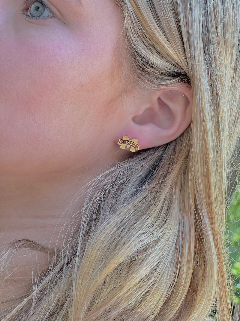 Mississippi State Perfect Gift Logo Earrings - Mississippi State Graduation Gift- Mississippi State Bulldogs - Hypoallergenic