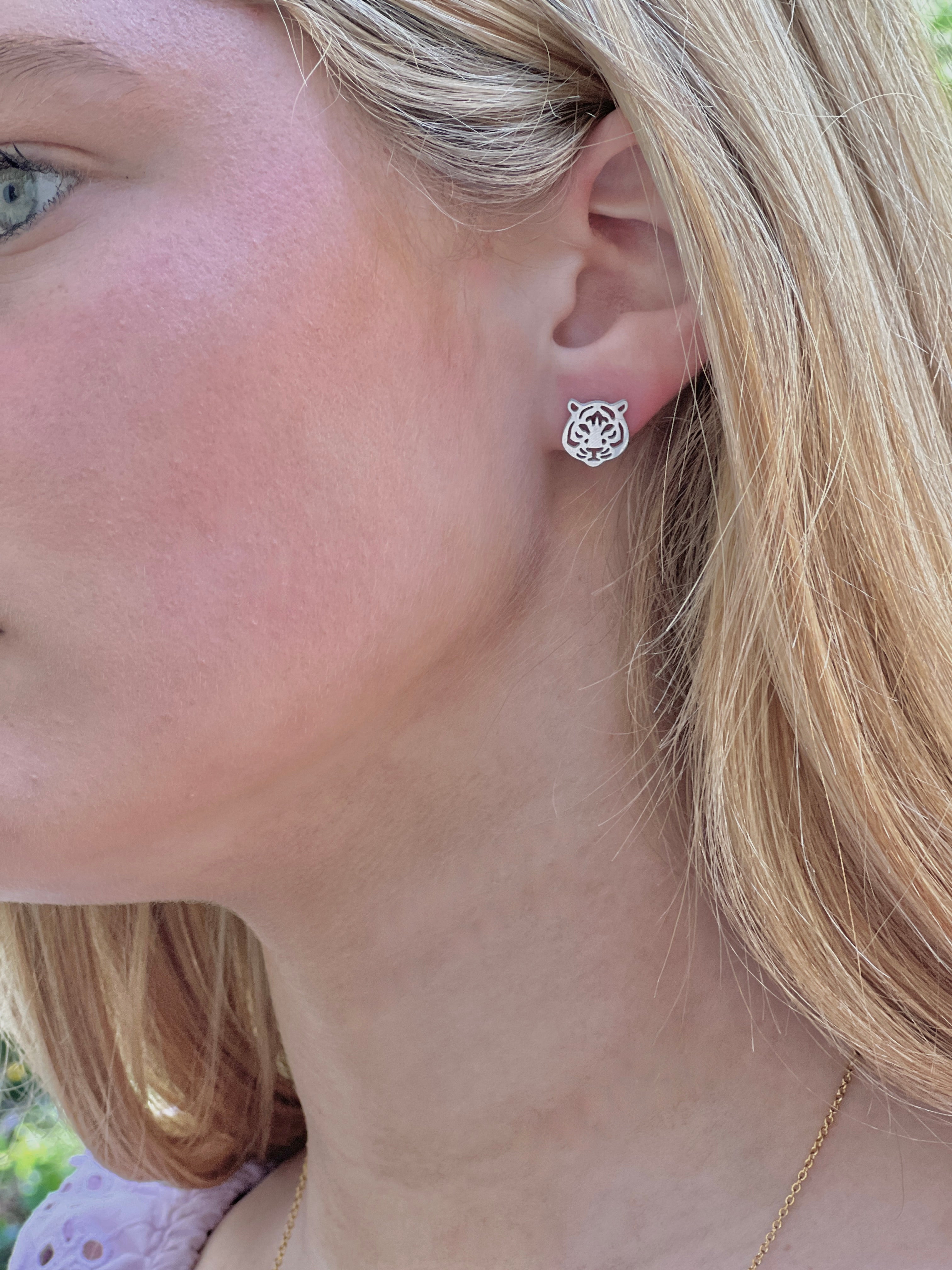 Cute Tiger Earrings - Tigers, Tiger Football Gift, Cute Earrings, Stud Earrings, Hypoallergenic