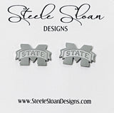 Mississippi State Silver Stud Earrings- CUTE Mississippi State Gift - Miss State Hypoallergenic Stainless Steel Studs in Silver