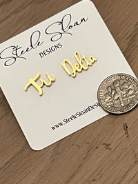 Tri Delta Sorority Gold Stud Earrings - Tri-Delt Sorority - PERFECT Bid Day Gift, Delta Delta Delta Officially Licensed