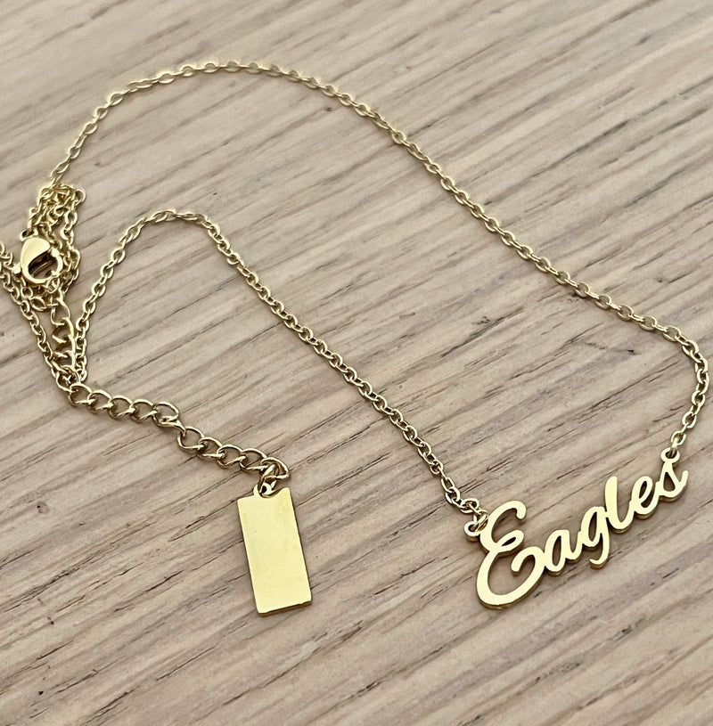 Eagles Name Necklace Eagles Fans Eagles GameDay Necklace Eagles Layer Necklace Tarnish Resistant Stainless Steel Gold or Silver