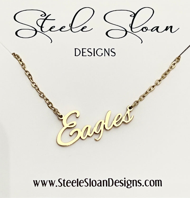 Eagles Name Necklace Eagles Fans Eagles GameDay Necklace Eagles Layer Necklace Tarnish Resistant Stainless Steel Gold or Silver