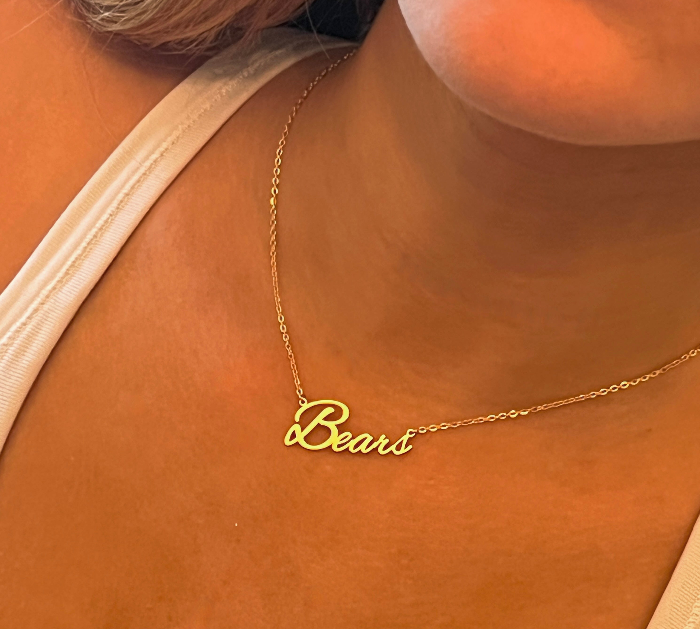 Bears Team Necklace- Bears GameDay Necklace - Gold "Bears" Necklace