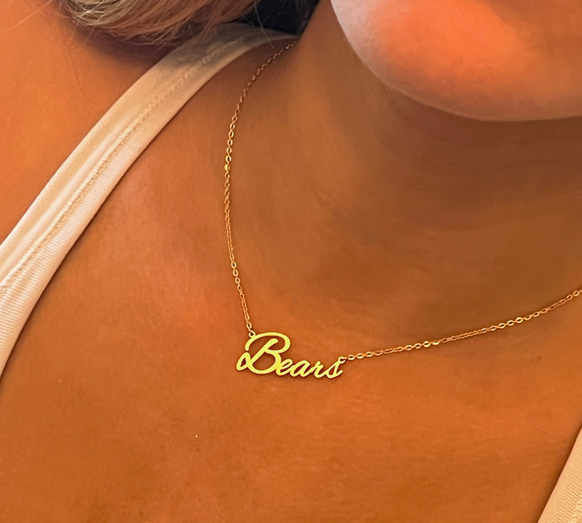Bears Team Necklace- Bears GameDay Necklace - Gold "Bears" Necklace