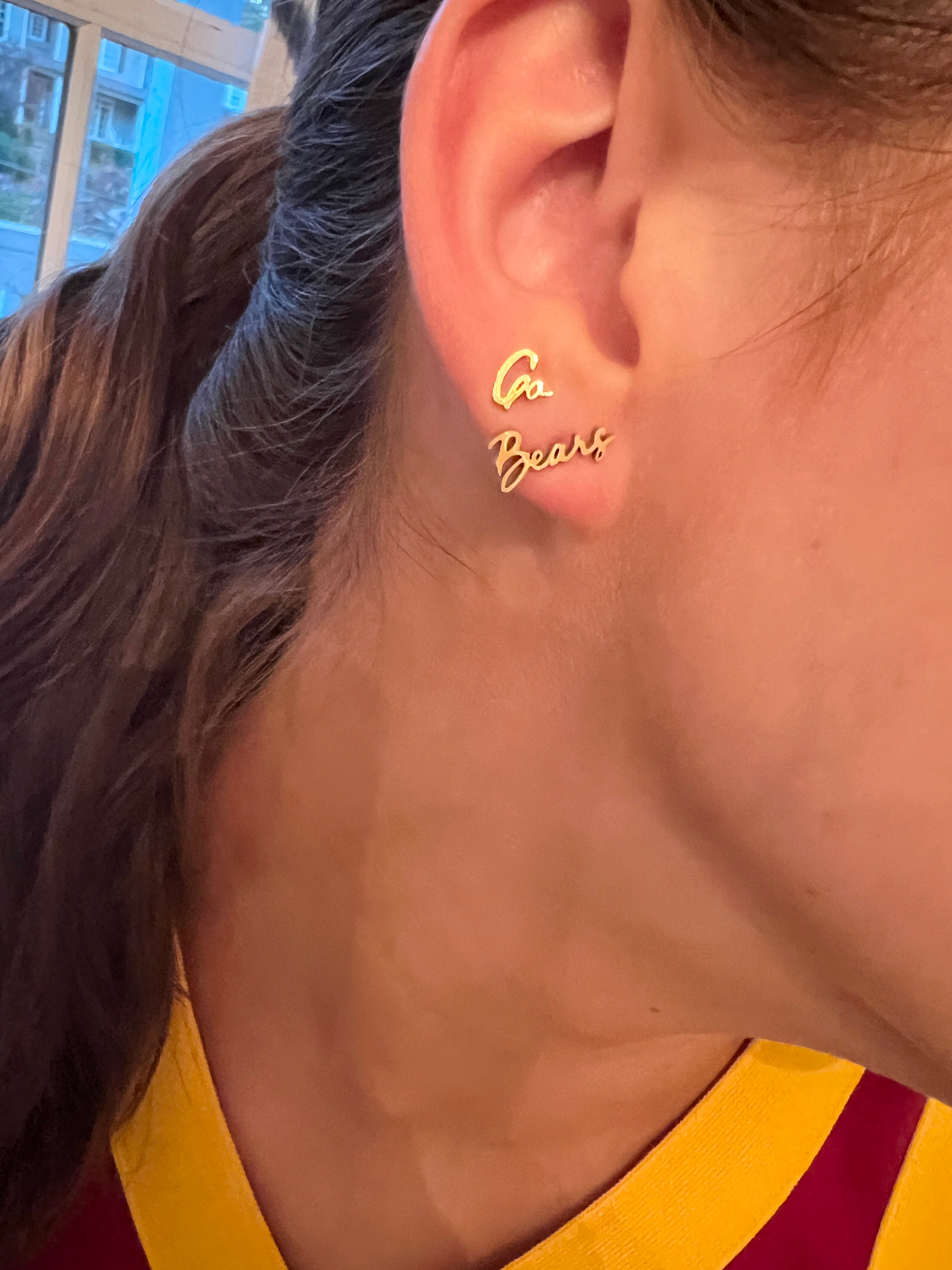 Go Bears Game Day Earrings | Hypoallergenic Gold Studs | Bears Fan Gift