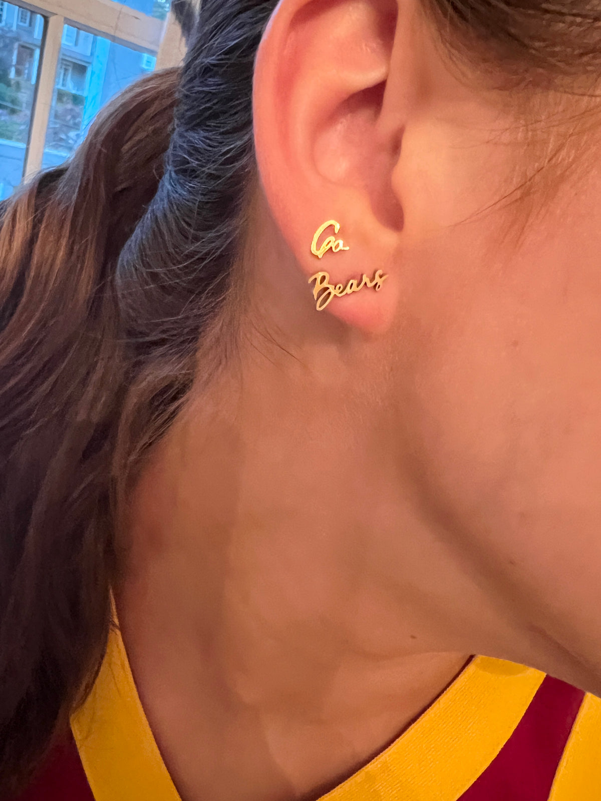 Go Bears Game Day Earrings | Hypoallergenic Gold Studs | Bears Fan Gift