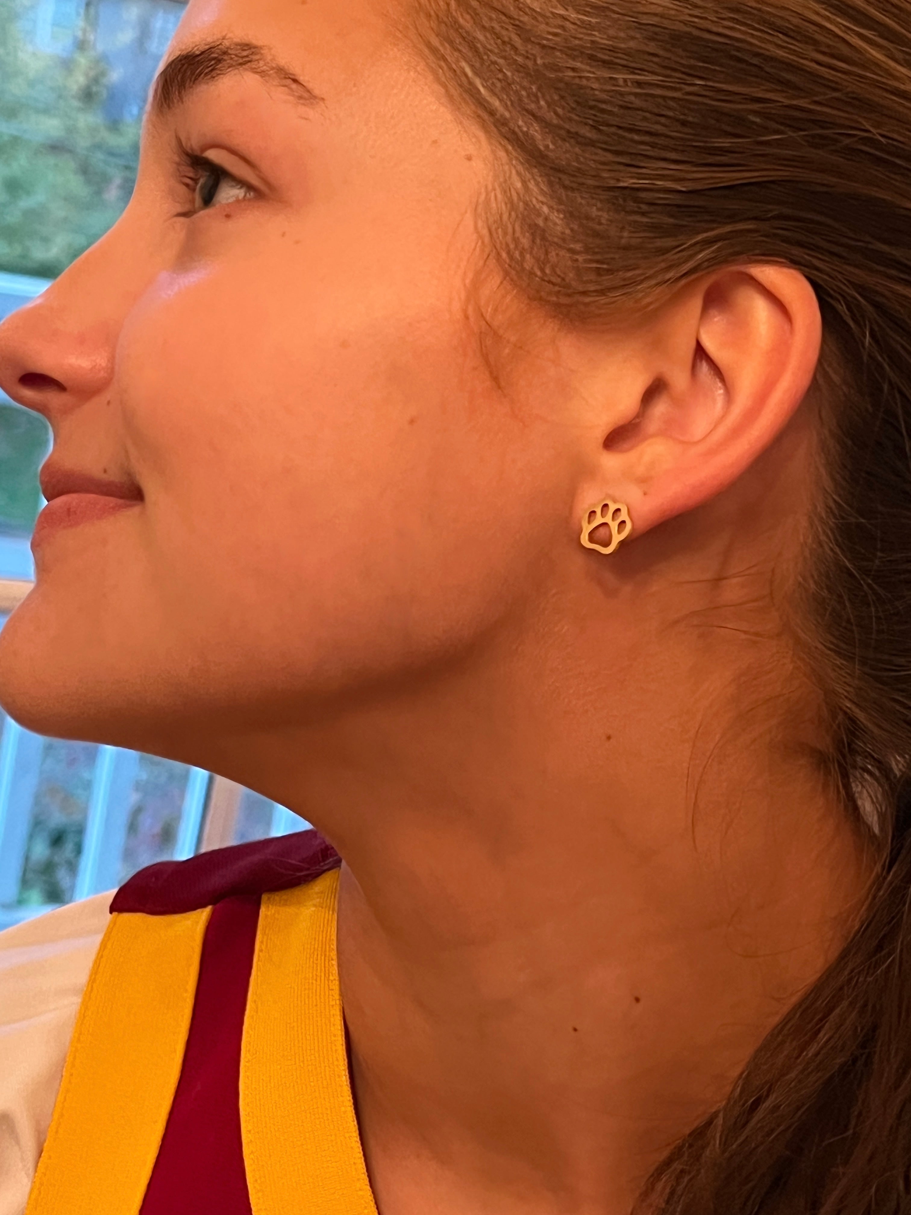 Adorable Paw Earrings - Open Paw Gold Stud Earrings - NEW!