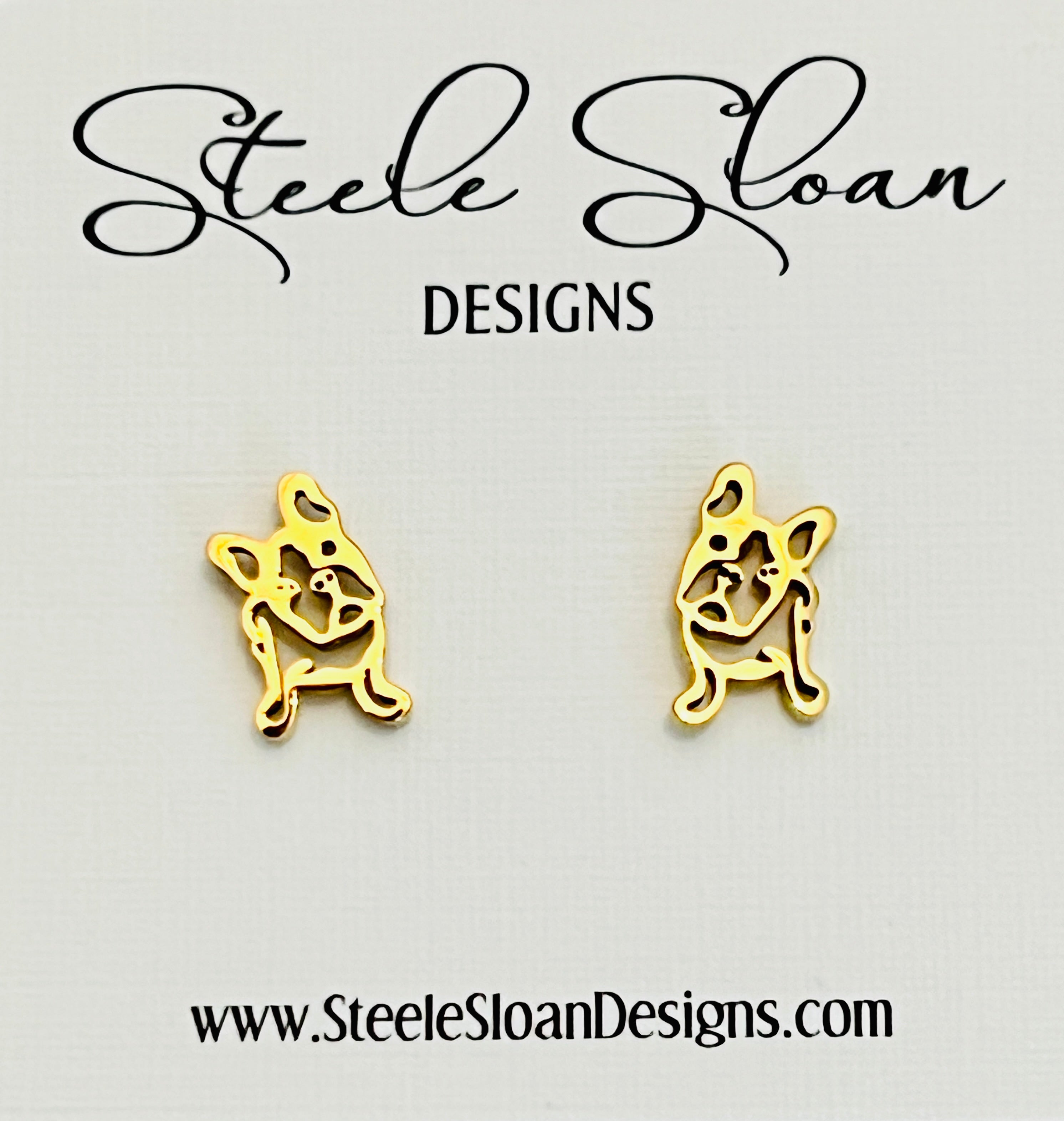 CUTE French Bulldog Gold Stud Earrings- French Bulldog Gift, Hypoallergenic, Gift for French Bulldog Owner