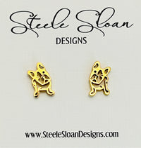 CUTE French Bulldog Gold Stud Earrings- French Bulldog Gift, Hypoallergenic, Gift for French Bulldog Owner