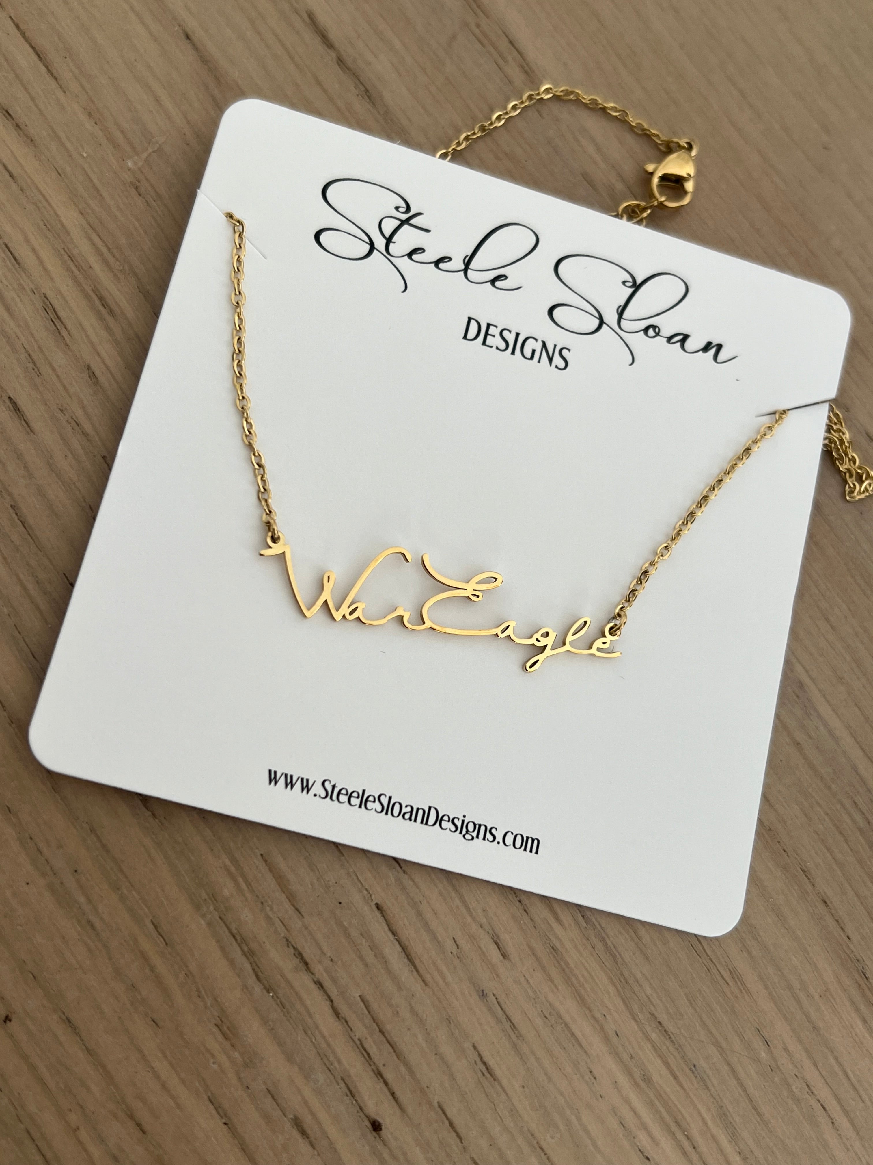Auburn War Eagle Game Day Necklace – Hypoallergenic Tarnish-Resistant Stainless Steel – Officially Licensed Auburn Jewelry Gift