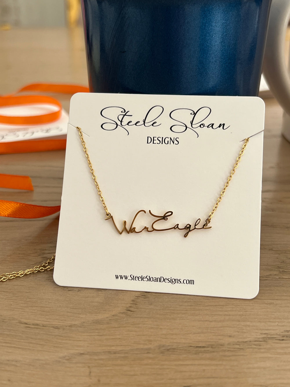 Auburn War Eagle Game Day Necklace – Hypoallergenic Tarnish-Resistant Stainless Steel – Officially Licensed Auburn Jewelry Gift