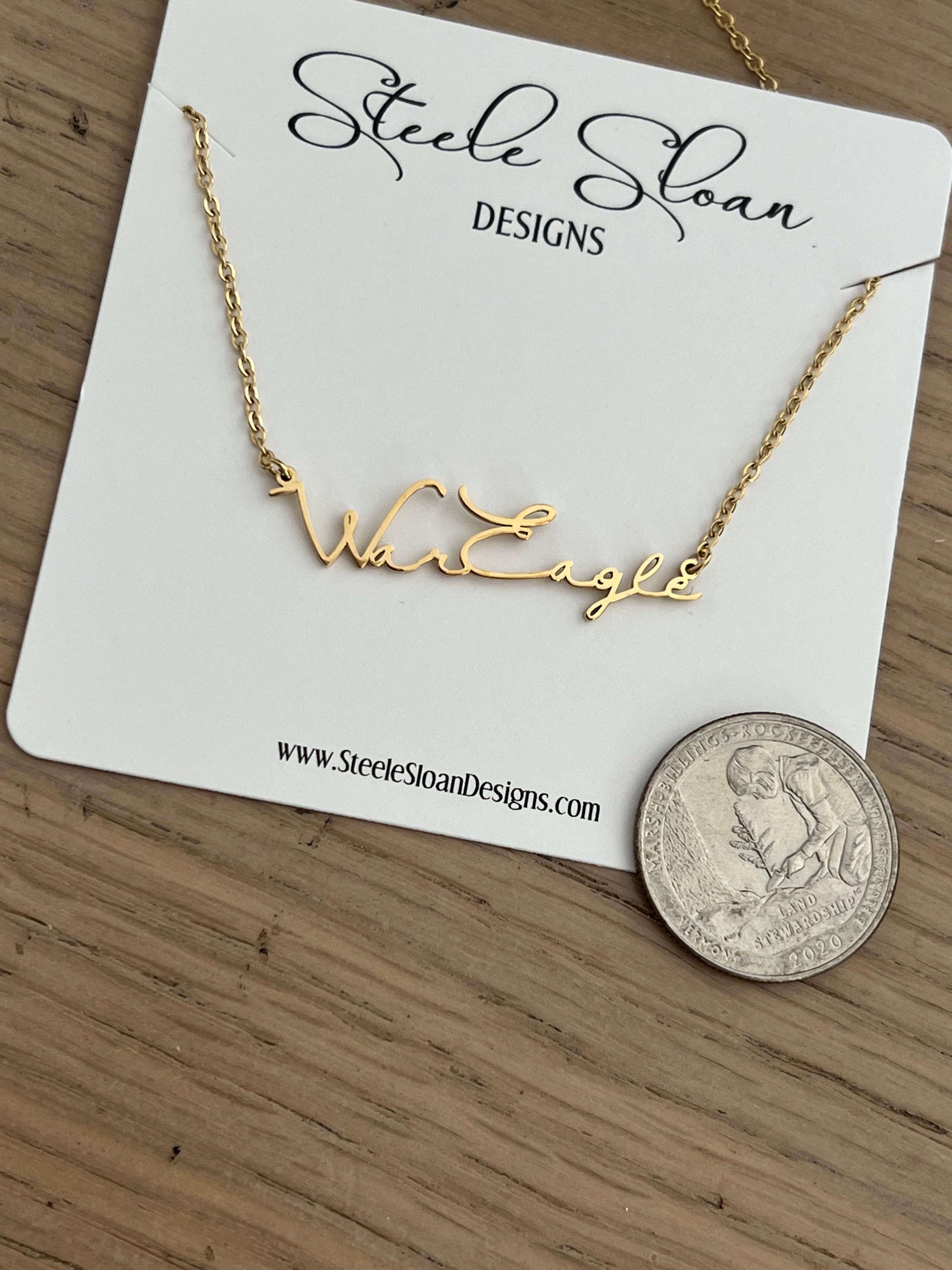 Auburn War Eagle Game Day Necklace – Hypoallergenic Tarnish-Resistant Stainless Steel – Officially Licensed Auburn Jewelry Gift