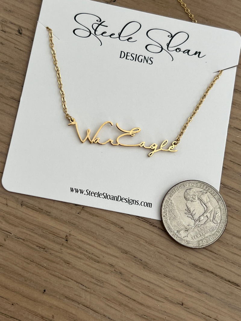 Auburn War Eagle Game Day Necklace – Hypoallergenic Tarnish-Resistant Stainless Steel – Officially Licensed Auburn Jewelry Gift