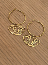 Alabama Hoop Earrings – Gold Hoop with Bama Elephant Dangle – Lightweight Hypoallergenic Stainless Steel – Officially Licensed Gameday Jewelry