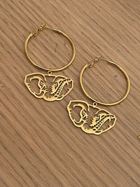 Alabama Hoop Earrings – Gold Hoop with Bama Elephant Dangle – Lightweight Hypoallergenic Stainless Steel – Officially Licensed Gameday Jewelry