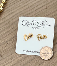CUTE Cats Fan Gold Stud Earrings Go Cats Fans-Hypoallergenic