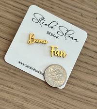 Bama Fan Gold Stud Hypoallergenic Earrings, Bama Fan Gifts