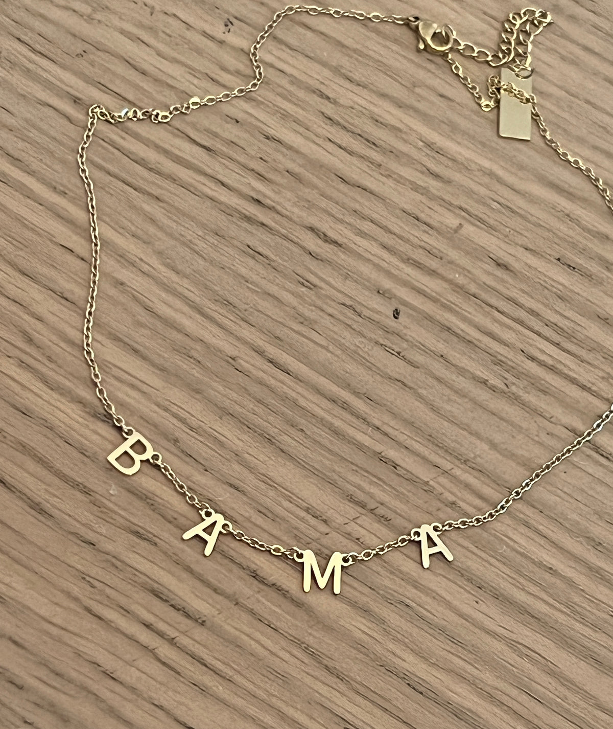 BAMA Charm Necklace – Gold Bama Dangle Layer Necklace – Hypoallergenic Tarnish-Resistant Stainless Steel – Officially Licensed Alabama Jewelry