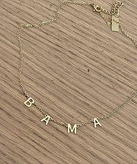 BAMA Charm Necklace – Gold Bama Dangle Layer Necklace – Hypoallergenic Tarnish-Resistant Stainless Steel – Officially Licensed Alabama Jewelry