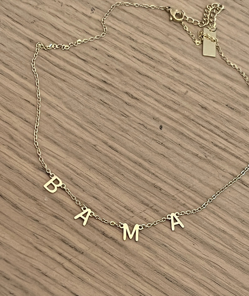BAMA Charm Necklace – Gold Bama Dangle Layer Necklace – Hypoallergenic Tarnish-Resistant Stainless Steel – Officially Licensed Alabama Jewelry