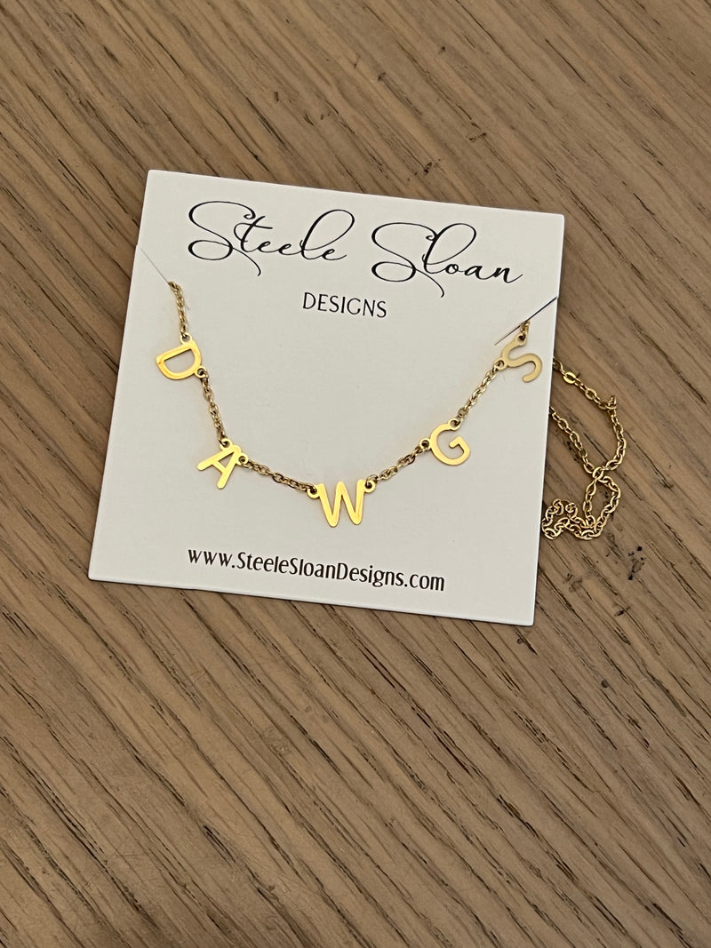 DAWGS Charm Necklace Gold DAWGS Dangle Layer Necklace Gift