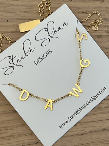 DAWGS Charm Necklace Gold DAWGS Dangle Layer Necklace Gift