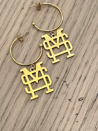 Mississippi State MS Gold Hoop Earrings- Hypoallergenic Stainless Steel