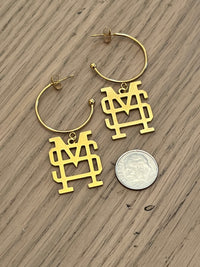 Mississippi State MS Gold Hoop Earrings- Hypoallergenic Stainless Steel