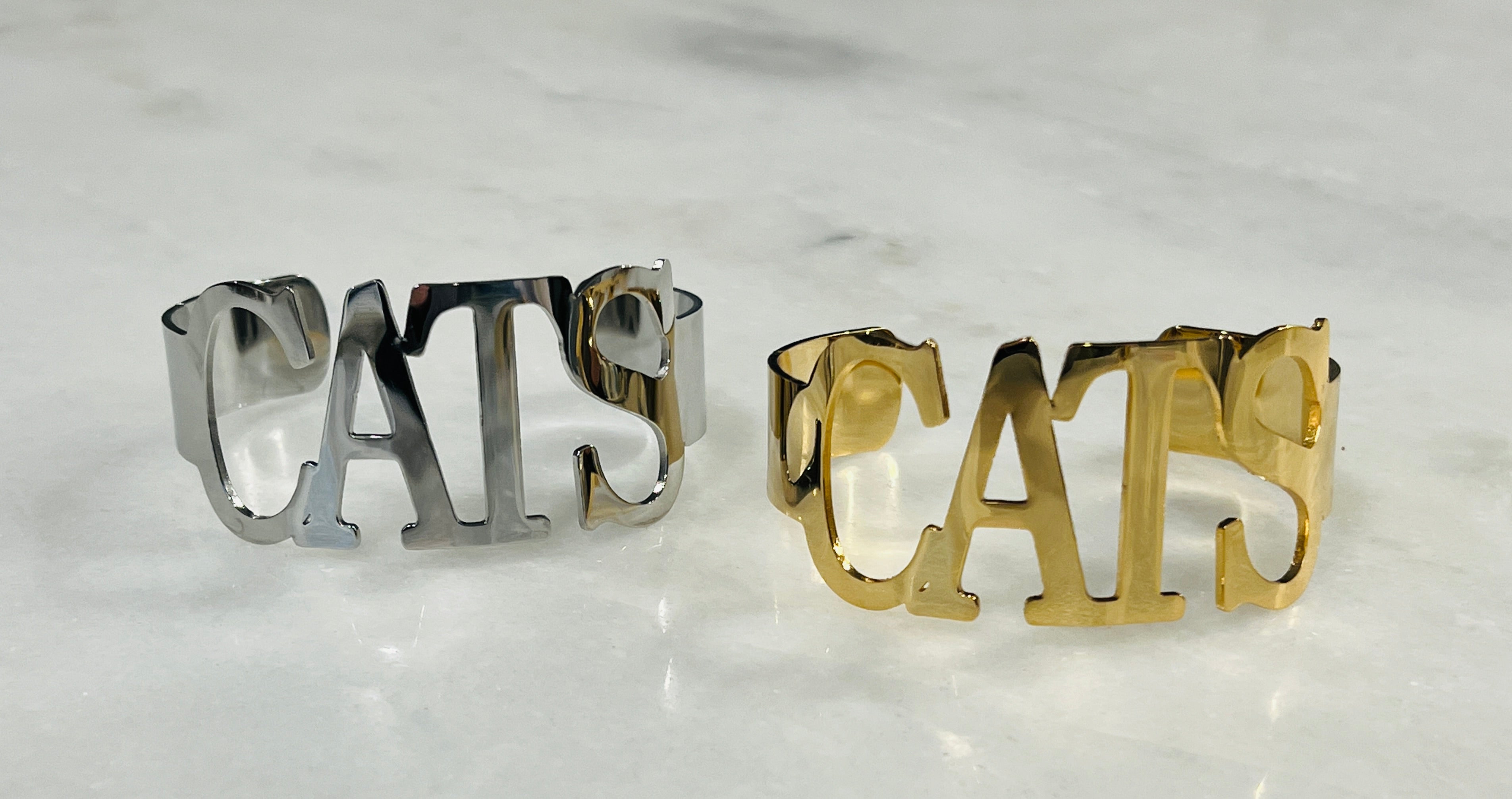 CATS Bangle Bracelets Tarnish Resistant Stainless Steel All Caps -Go CATS