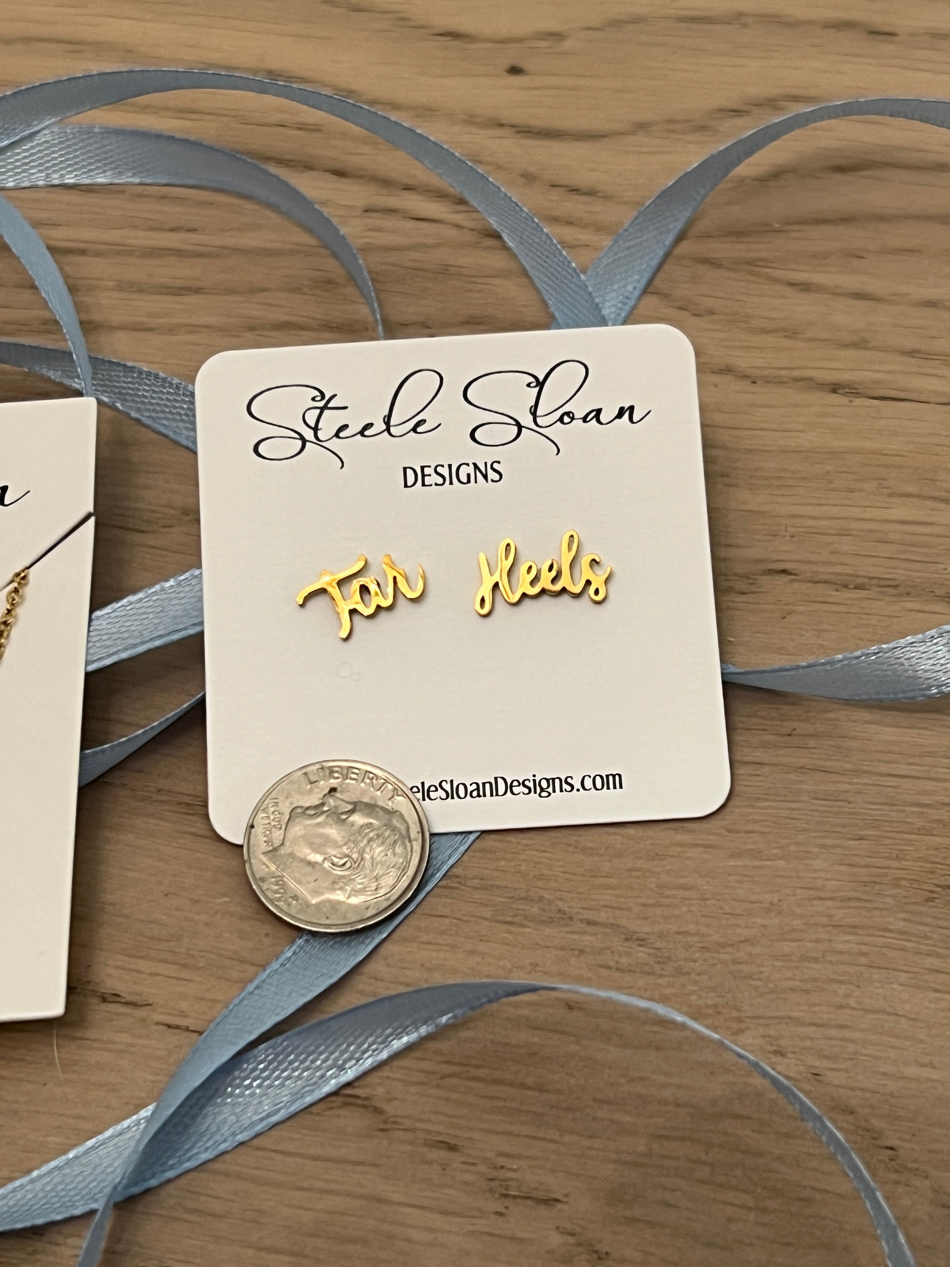 Tar Heels Gold Stud Earrings- Go Heels! UNC gift, Hypoallergenic earrings, Officially Licensed