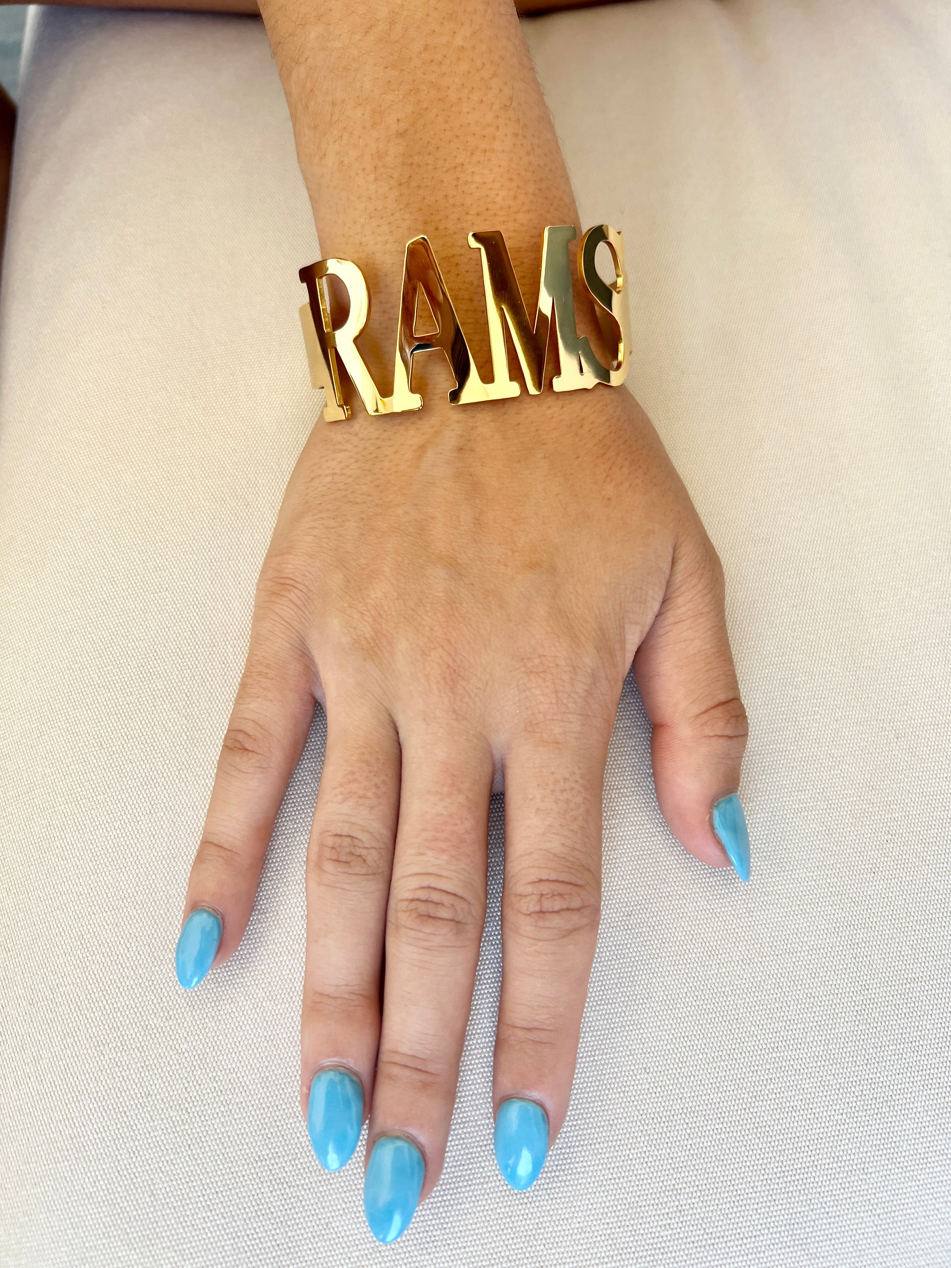 Gold Rams Cuff Bracelet – Non-Tarnish Stainless Steel Bangle