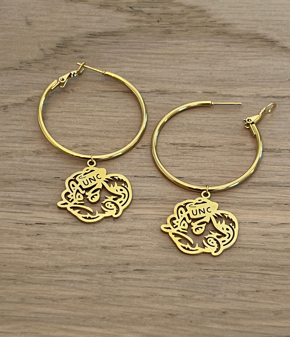 Rameses Hoop Earrings Hypoallergenic Stainless Steel UNC Gold Hoop Earrings