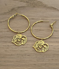 Rameses Hoop Earrings Hypoallergenic Stainless Steel UNC Gold Hoop Earrings