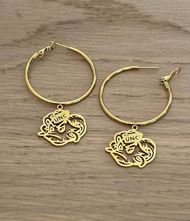 Rameses Hoop Earrings Hypoallergenic Stainless Steel UNC Gold Hoop Earrings