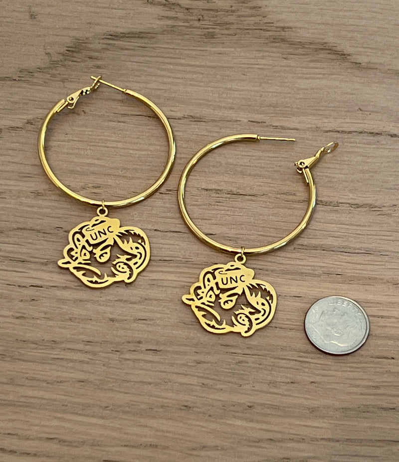 Rameses Hoop Earrings Hypoallergenic Stainless Steel UNC Gold Hoop Earrings
