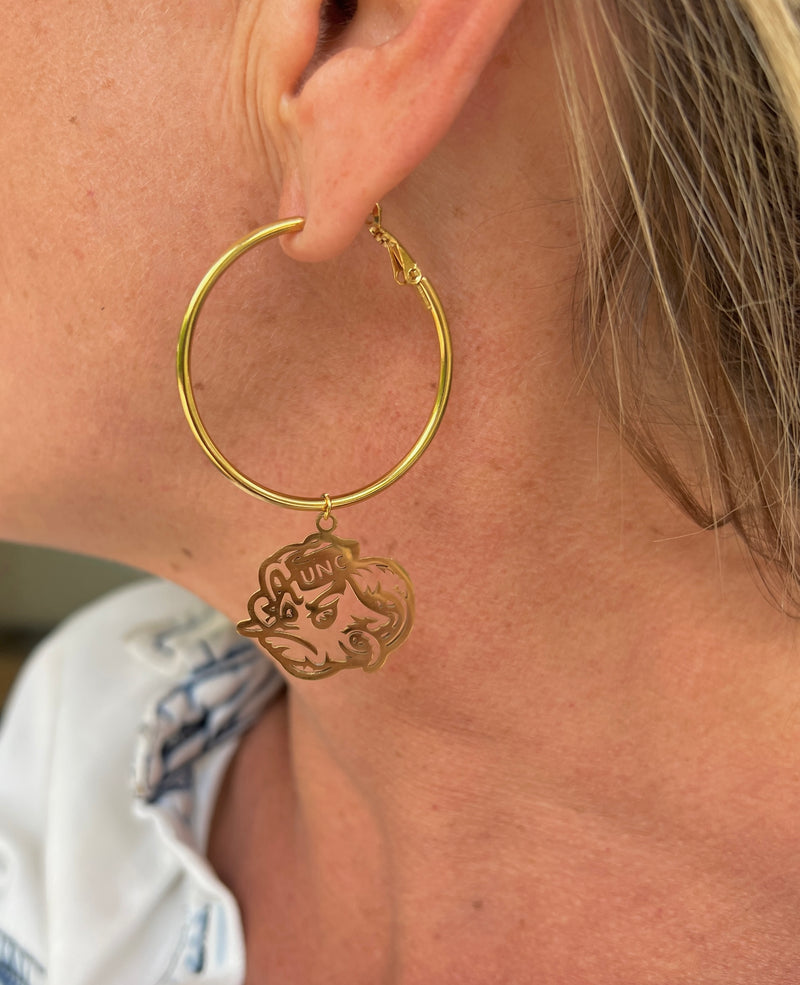 Rameses Hoop Earrings Hypoallergenic Stainless Steel UNC Gold Hoop Earrings