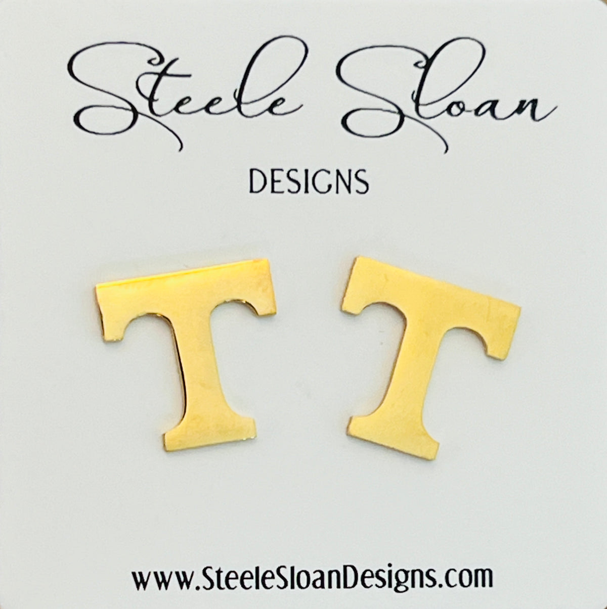 NEW! University of Tennessee Gift T Logo Earrings Hypoallergenic Gold Stud Earrings