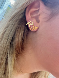 Tri Delta Sorority Gold Stud Earrings - Tri-Delt Sorority - PERFECT Bid Day Gift, Delta Delta Delta Officially Licensed
